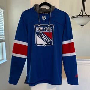 Adidas New York Rangers Blue and Red Hoodie